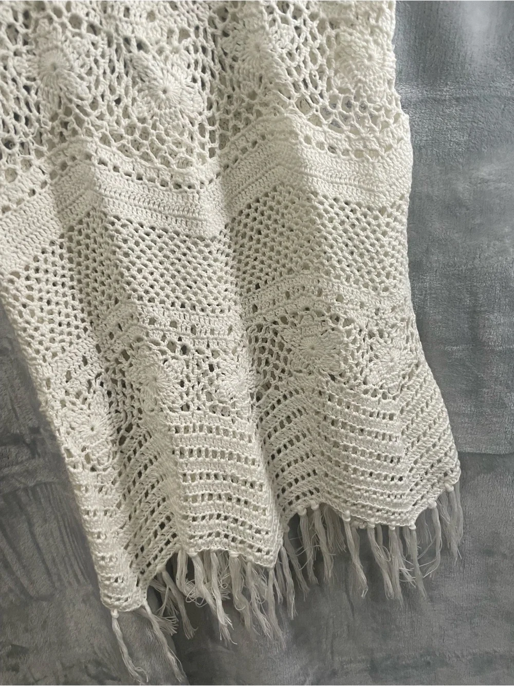 Crochet mini dress fringe swim coverup - Picture 15 of 16